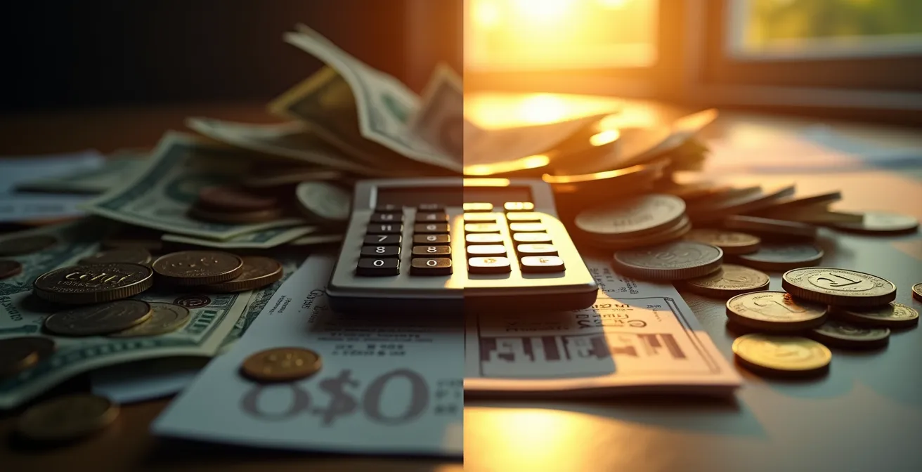 Calculatrice et documents financiers montrant les économies réalisées grâce au crédit d'impôt pour cours particuliers