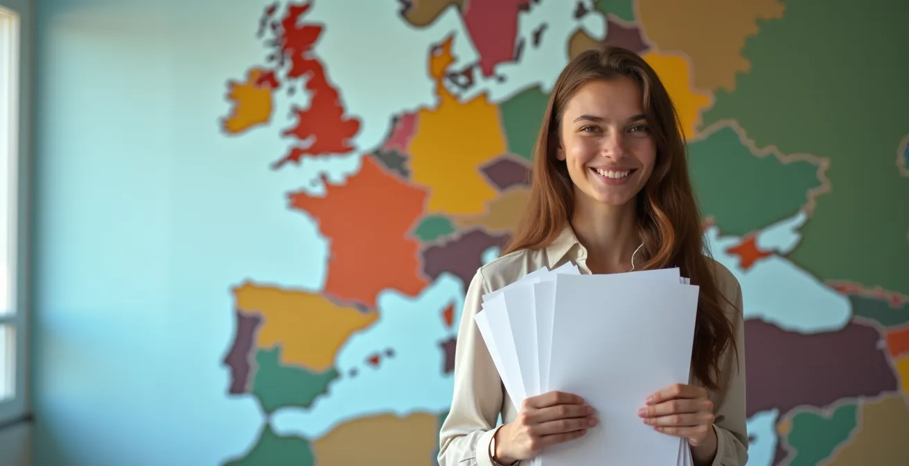 Représentation visuelle des crédits ECTS avec carte européenne abstraite