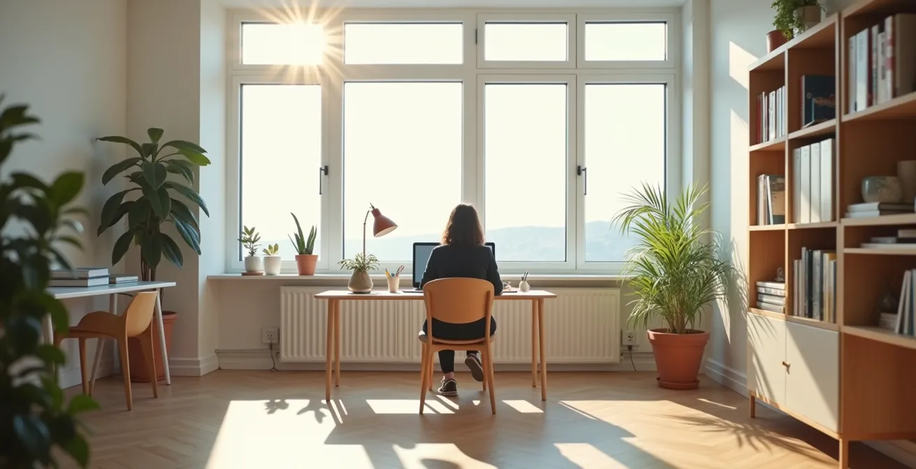 Étudiant révisant avec des outils numériques dans un environnement d'étude