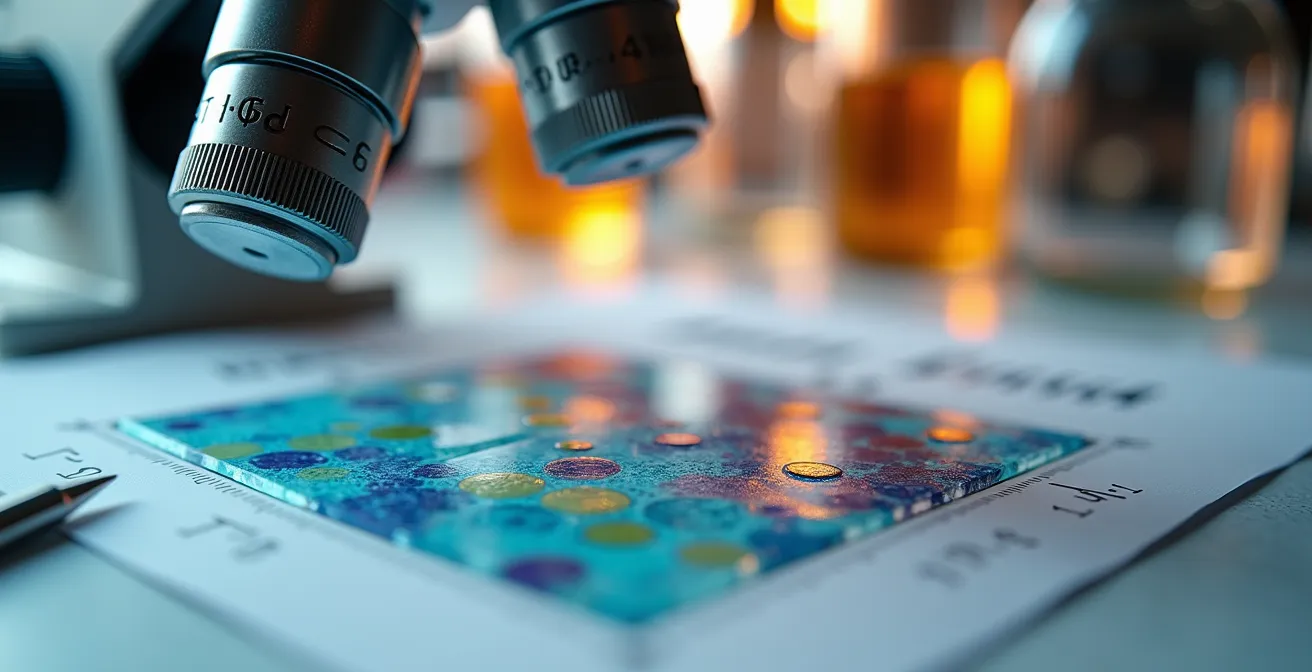 Environnement de recherche scientifique avec microscope et documents d'analyse pour la préparation du TIPE